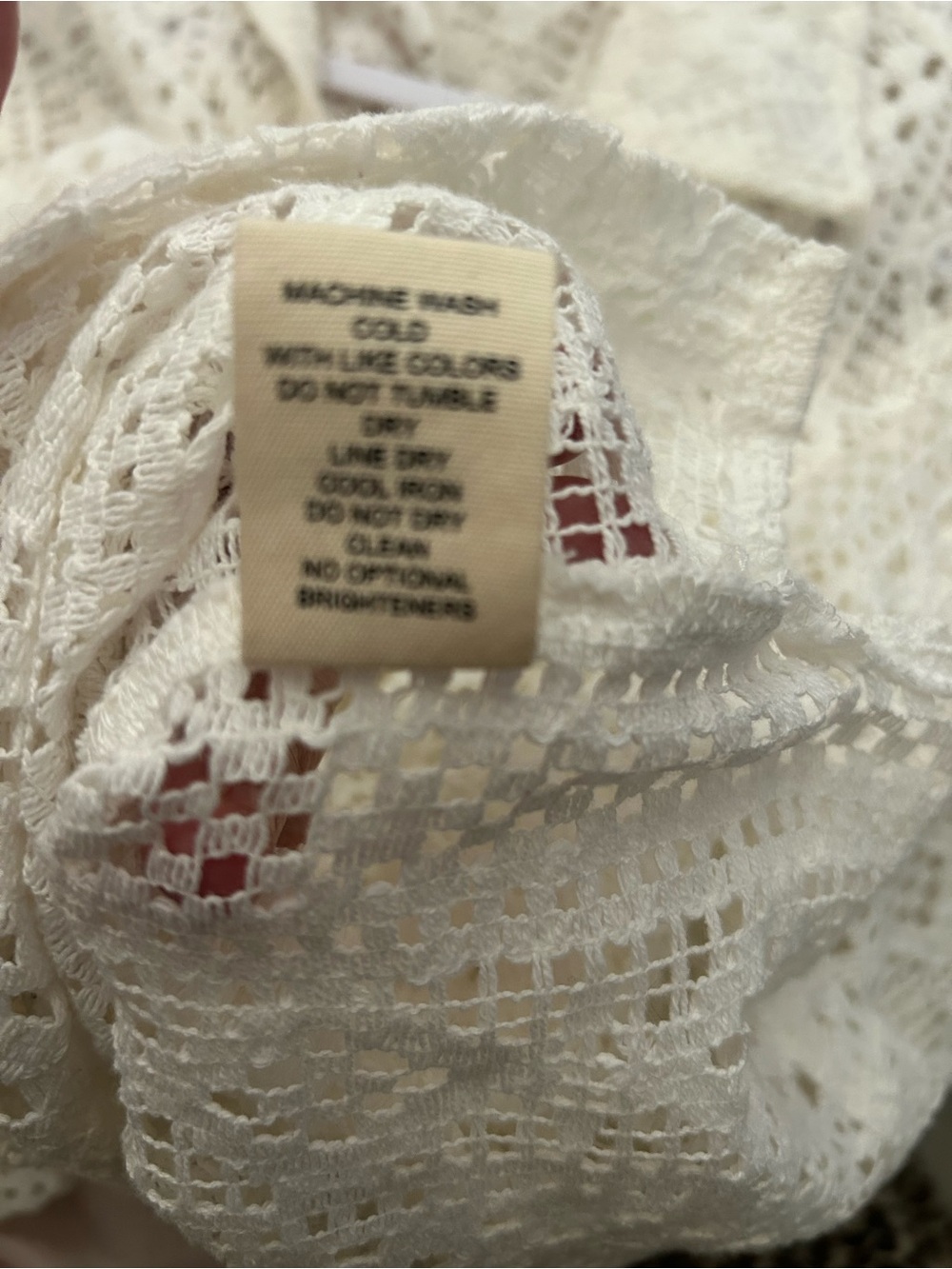 Crochet Open Knit Flowy Cotton White Top - Picture 4 of 5